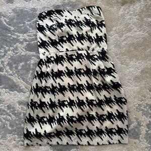 Black & White Strapless Cocktail Dress – Made in USA (Size: M)